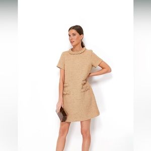 Tuckernuck Beige Textured Short-Sleeve Shift Dress